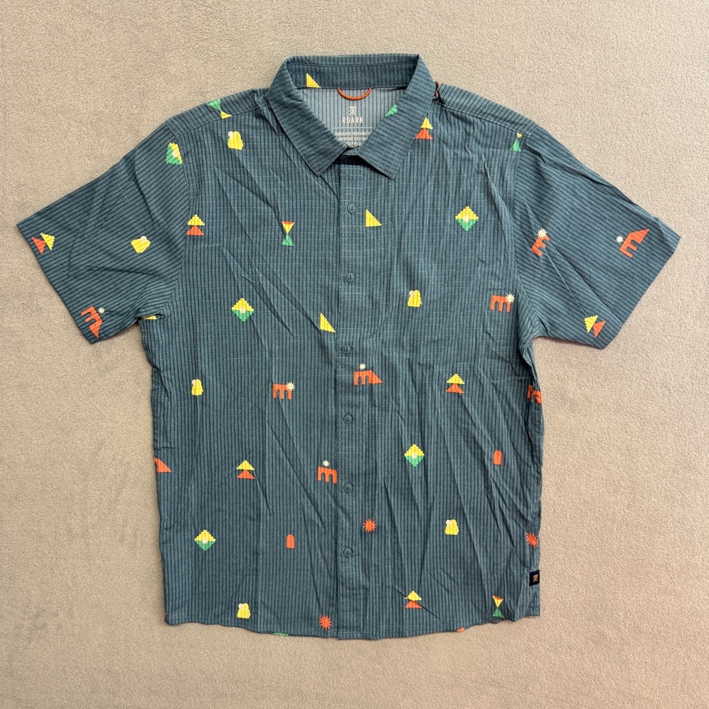 Roark Tactel Nylon Shirt Medium Men's Button Up Breathable Lightweight Stretch